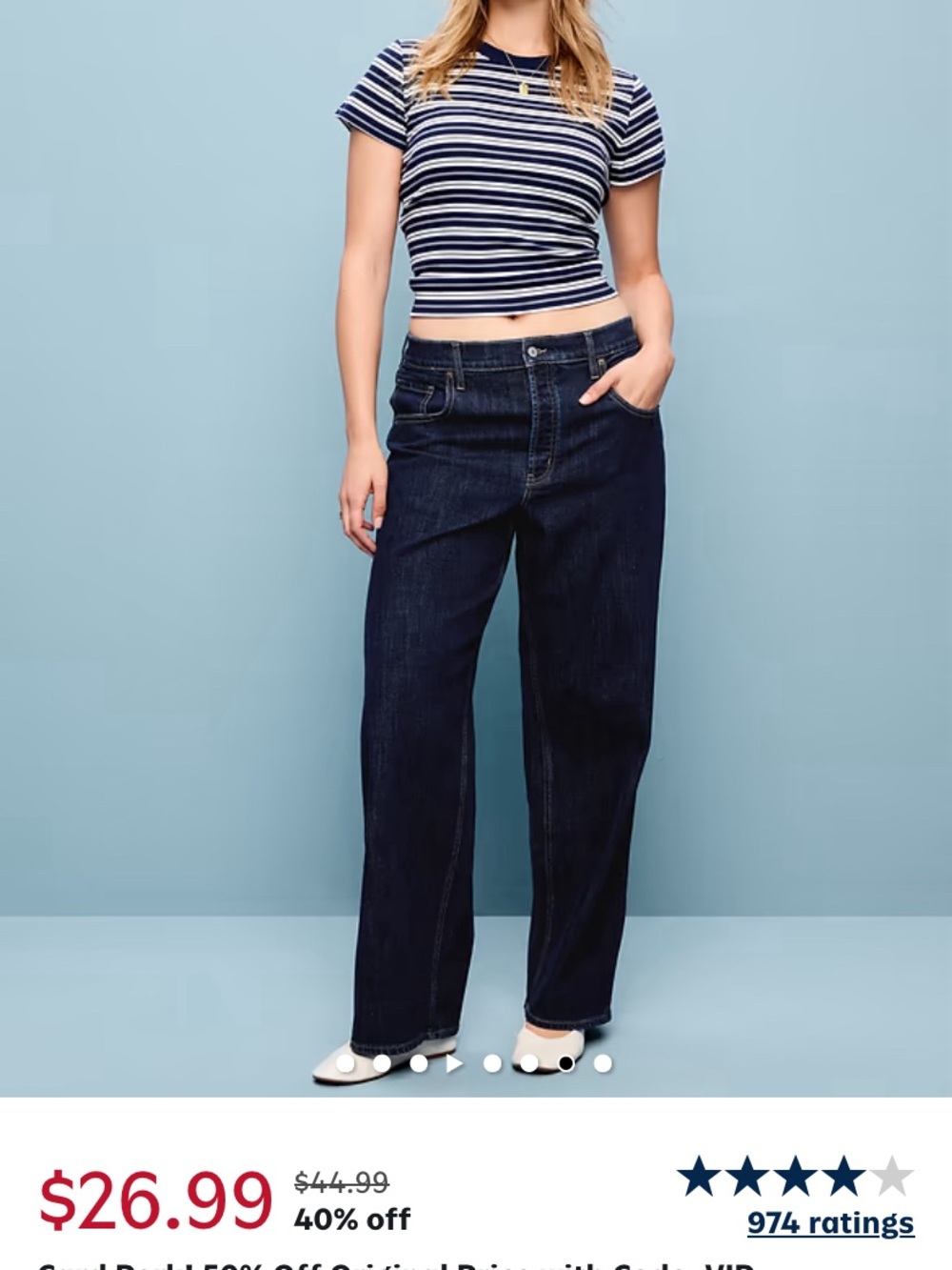 Women's Dark Wash Slouchy Jeans - Deep Indigo
